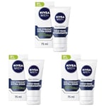 NIVEA MEN Peau Sensible Soin Extra Doux (1 x 75 ml), crème hydratante pour les hommes à la peau sensible et irritée, soin homme hydratant & apaisant 0% alcool (Lot de 3)