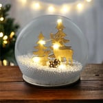 Festive Light Up LED Christmas Xmas Haus Light Up Snow Globe with Reindeers