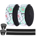 Alomejor 2 Pcs Bicycle Handlebar Wrap EVA PU Bike Handlebar Tape Anti‑Slip Breathable Mountain Bike Handle Bar Wrap with End Plug