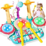 Jouet Enfant - MARSEE Tambour Jouet avec Micro et Kit de Batterie - Idée Cadeau pour Enfant 3-6 Ans