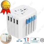 TD® adaptateur de voyage universel avec 4 usb international france vers grande bretagne etats unis prise anglaise chargeur secteur