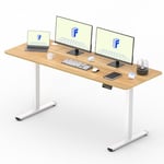 FLEXISPOT Bureau Assis Debout 160x60cm Bureau Réglable en Hauteur Électrique, Panneau de Contrôle à Fonctions Mémoires, Bureau à Télétravail(Cadre Blanc+Plateau Érable)