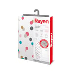 Rayen | Housse pour table à repasser Universelle | 3 épaisseurs : double épaisseur de mousse et tissu 100 % coton imprimé | Gamme Basic Plus, 126 x 40 cm | Blanc et imprimé confetti