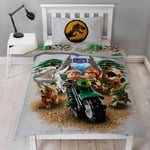 Lego Jurassic World Single Panel Duvet Reversible Bedding Set