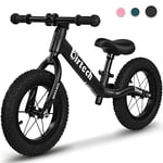 Hello-5ive 12" Balance Bike for 2, 3, 4, 5, 6 Year Old Boys and Girls, Lightweight Nylon Frame Toddler Training Bike No Pedal Bikes for Kids with Adjustable Seat and Air Tires (Black)