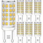 G9 LED-lampa, dimbar, varmvit, 5W, 230V, motsvarande 40W halogenlampa, 430lm, ljusstark, 2700K, 360° bred strålvinkel, 32*2835, 6-pack