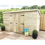 10 x 8 Pressure Treated Pent Garden Shed with Double Doors