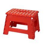 DRW Tabouret Pliant Rouge en polypropylène 32 x 25 x 22 cm, Assise : 29 x 22 cm