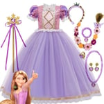 Disney Trassel Rapunzel Prinsessklänningar Flickor Cosplay Isabella Kostymer Barn Utklädningskarneval Festklänning Halloween Kläder 5T(Tag 120) 8pcs Dress set A