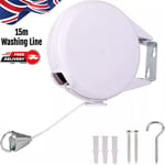 Heavy Duty Retractable Washing Line Indoor Outdoor Wall Mounted Dryer 15M