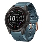 För Garmin Fenix 7s Sapphire Solar 20mm Lady's Silicone Watch Band With Lace Punch DUM Lake Blue