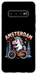 Coque pour Galaxy S10+ Amsterdam Pays-Bas Licorne Vélo Fille Femme Rainbow