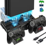 Support Vertical Ps4, Support Vertical Avec Ventilateur Ps4, Refroidisseur Ps4, Contrôleur Ps4, Station De Charge Pour Playstation 4/Ps4 Pro/Slim Ps4 Avec 12 Jeux De Rangement