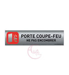 AUA SIGNALETIQUE - Plaque de porte Aluminium brossé imprimé AluSign - 200x50 mm - Double Face adhésif au dos (Porte coupe-feu 2)