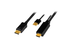 Logilink Hdmi-Kabel, Hdmi-A + Usb-A - Displayport-Plugg, Tilkobling 1: Hdmi-A-Plugg + Usb-A-Plugg, Tilkobling 2: - 1 Stk (Ch0090)