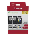 Canon Ink Multipack - PG-540L/CL-541XL Genuine Printer Ink Cartridges 3 Pack (2 x Black L, 1 x Colour XL) - Compatible with PIXMA MX, MG & TR