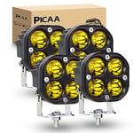 PICAA phare de travail led, 3 Pouces 40W Ambre LED Barre de Lumière de Travail, Hors Route Conduite Lumière Spot Inondation Combo Feux de brouillard pour Jeep Camion ATV SUV Voiture Bateau (4PCS)