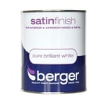 SatinFinish Pure Brilliant White  Paint 750ml Berger for interior wood and metal