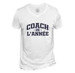 T-Shirt Homme Col V Coach De L'année Sport Foot Basket Rugby Handball