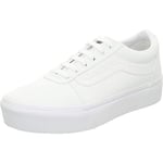 Vans Femme Ward Platform Shoes, Canvas White, 36.5 EU