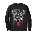 Born For A Purpose, To Ride it. USA American Flag Motorcycle Long Sleeve T-Shirt