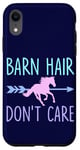 Coque pour iPhone XR Équitation Barn Hair Don't Care Funny Equestrian Rider