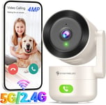 2K 4MP Cam?ra de Surveillance Int?rieure WiFi 5GHz/2,4GHz,Cam?ra de S?curit? 360? avec D?tection Humaine AI,Vision Nocturne,Audio Bidirectionnel pour B?b?/Animaux,Compatible avec Alexa