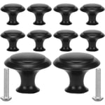 Jn.songs - 10Pièces Boutons de Meuble Ronds Noir Bouton Porte Cuisine Poignées de Placard Poignée Tiroir avec Vis pour Armoire Buffet Commode - 23mm