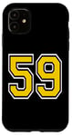 Coque pour iPhone 11 Numéro 59 en jaune, noir, blanc, version de poche