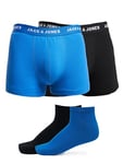 JACK & JONES Men's Jacdavid Solid Weekend Set Boxer Shorts, Victoria Blue/Pack:Black-Victoria Blue-Black, XL