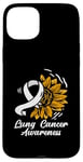 Coque pour iPhone 15 Plus Ruban blanc de sensibilisation au cancer du poumon tournesol