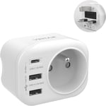 1Pc Adaptateur De Voyage Prise Anglaise Uk Angleterre Française Avec 2 Usb-A Et 1 Usb-C 3A, France Vers Uk Irlande Malaisie Singapour, Type G[MUL213303]