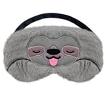 Cute Sloth Eye Mask for Sleeping, Ynaice Cartoon Animal Soft Fluffy Plush Blindfold Plush Sleep Mask Funny Blackout Novelty Eye Shade Cover for Girls Boys Women Men, Night Nap Travel,Grey