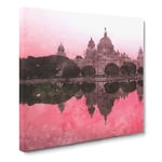 Victoria Memorial in Kolkata India Painting Modern Canvas Wall Art Print Ready to Hang, Framed Picture for Living Room Bedroom Home Office Décor, 14x14 Inch (35x35 cm)