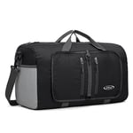 G4Free Sac de Sport Pliable de 40 L/65 L, Sac à Dos de Voyage Hydrofuge, Sac de Transport léger pour la Nuit, Le Week-End, Le Sport, Homme et Femme, Noir., 40 l