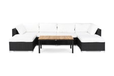 Bahamas Loungegruppe 6 Pers Bord Svart/Teak - 2 Divan/Bord Svart Loungesett Hvit,Beige,Svart Comfort Garden