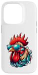 Coque pour iPhone 14 Pro Lunettes de soleil rétro vintage en forme de coq