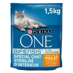 Croquettes pour chat stérilisé d'intérieur One Spécial chat stérilisé d’interieur poulet et céréales 1,5kg