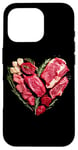 Coque pour iPhone 16 Pro Graphique culinaire pour la Saint-Valentin, barbecue, viande de bœuf crue, cœur, papa et chef