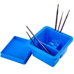 Paint Brush Washer Cleaner Pot Artist Brush Cleaning Bucket Multi-Function Art Pen Barrel Plastic Brush Washer Box with 12 Hole Brush Holder and Lid Palette for Watercolor Acrylic Oil Painting. (Blue)