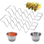 LONGHAO 2+2 pc Support à Tacos Support à Tortilla Support à Tacos Mexicain Support à Tacos avec Tasse à Sauce Plateau Porte-Tacos,pour Restaurant,Placer Crêpes,Compatible Four et Lave-Vaisselle (#1)