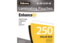 Fellowes Laminating Pouches - 80 Mikrometer - 250-Pack - Glättat - 216 X 303 Mm Lamineringsfickor