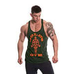 Gold's Gym GGVST003 Men's Muscle Joe Premium Stringer Vest, Army Green Marl/Orange, L