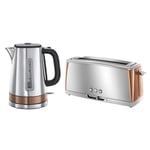 Russell Hobbs Luna Electric Jug Kettle and 2 Slice Toaster Copper Accents Set