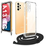 XCYYOO Coque Cordon pour Samsung Galaxy A13 4G Housse Transparent Universel avec Cordon Sangle Dragonne Samsung Galaxy A13 4G Étui Silicone avec Collier Lanyard Case Réglable Téléphone Portable