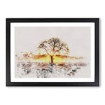 Big Box Art Sunlight Through The Oak Tree Watercolour Framed Wall Art Picture Print Ready to Hang, Black A2 (62 x 45 cm)