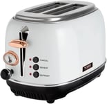 Tower Bottega T20016W 2 Slice Stainless Steel Toaster with Adjustable Browning 