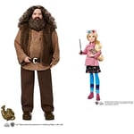 Harry Potter Rubeus Hagrid Collectible Doll, approx. 12-inch Wearing Belted Shirt and Vest & ​ Luna Lovegood Collectible Doll (10-inch) Wearing Tweed Jacket, with Quibbler and Spectrespecs,GNR32