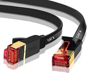 IBRA Câble réseau LAN Gigabit Ethernet Cat. 8 (RJ45) SSTP 40 Gbit/s 2000 MHz – Noir plat 1 m