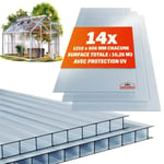 Plaque de polycarbonate creux 10,25 m² 14 unités Plaques à double paroi 4mm d'épaisseur Serre abri